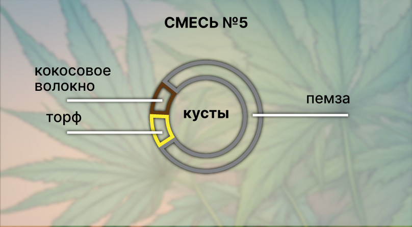 Рецепт смеси с торфом, кокосовым волокном и пемзой Смесь 5